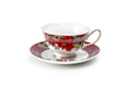 Poinsettia Pine Cone Fine Porcelain Tea Cup and Saucer