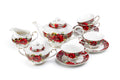 Poinsettia Pine Cone Fine Porcelain Tea Set