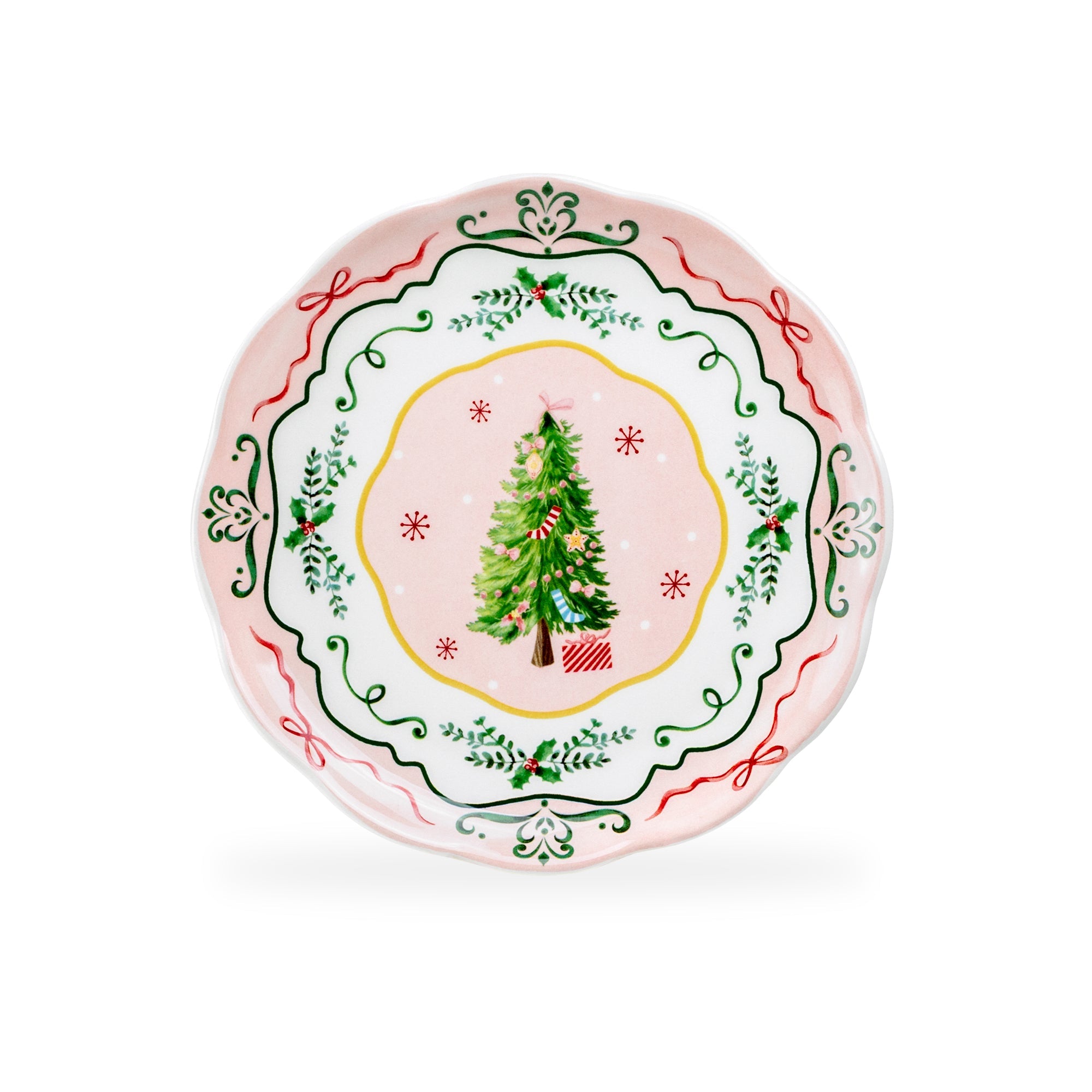 Christmas Tree Pink Dessert/Dinner Plate