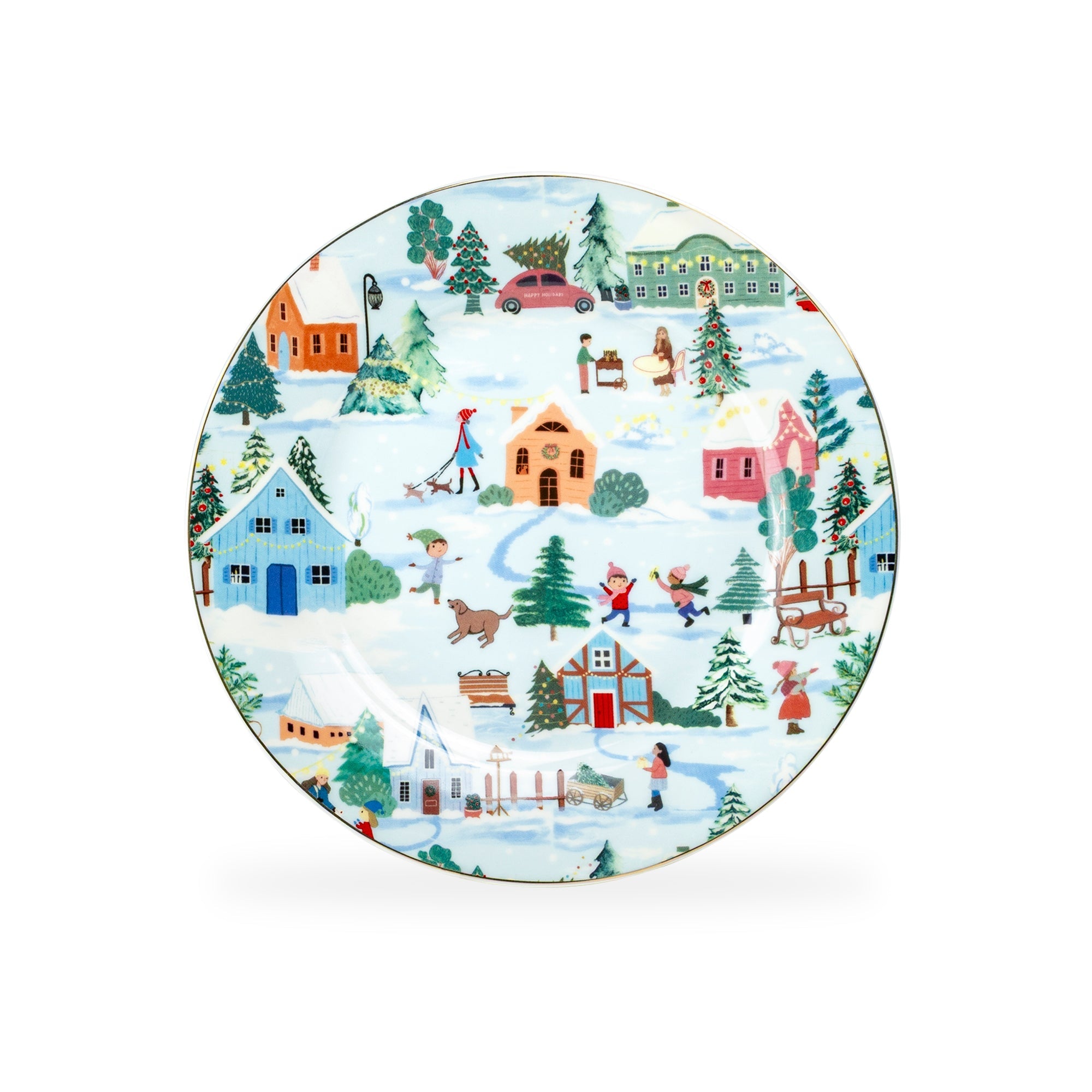 Christmas Village Fine Porcelain Dessert Plate