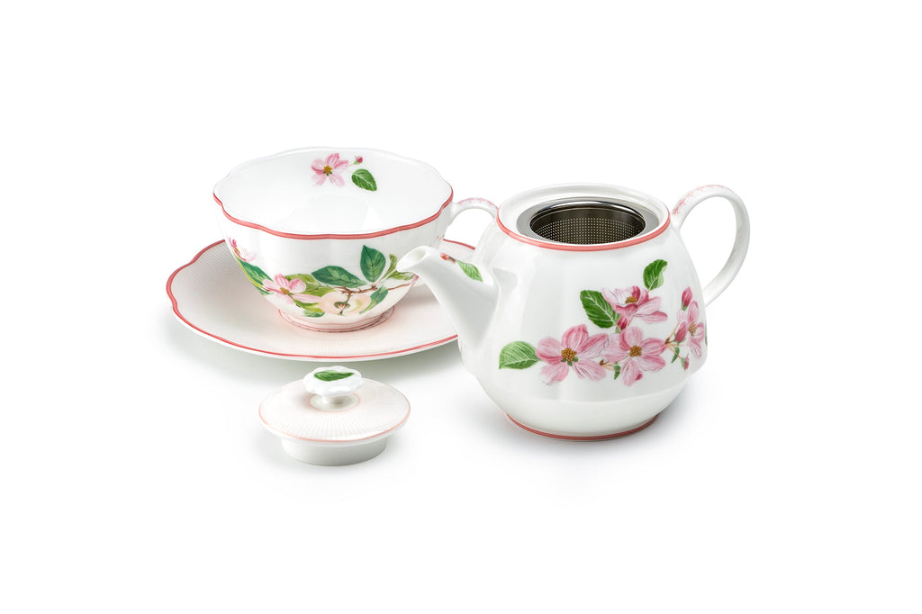 Apple Blossom Pink Bone China Tea For One Set with Gift Box