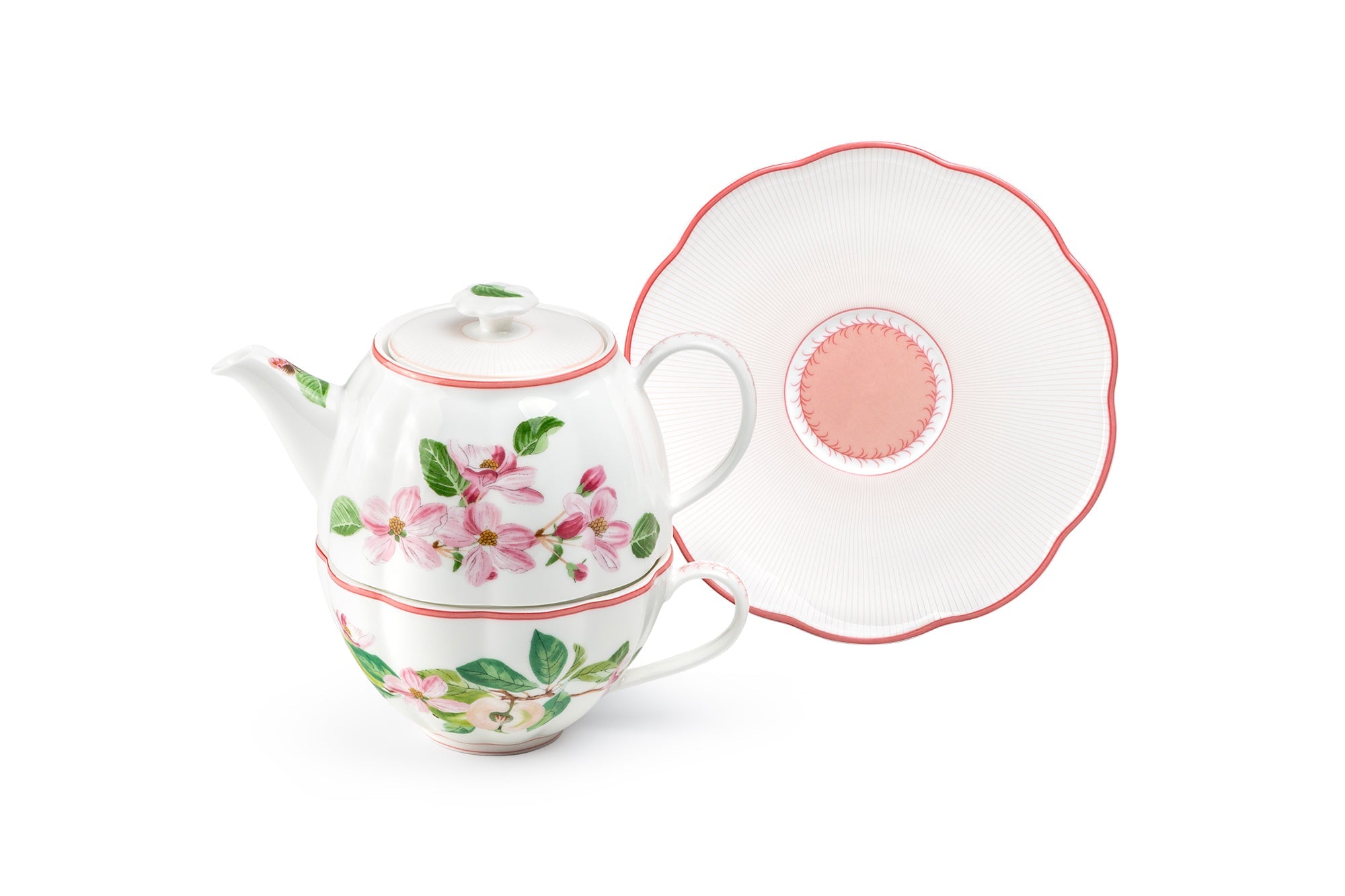 Apple Blossom Pink Bone China Tea For One Set with Gift Box