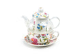 Butterfly Garden Glass and Fine Porcelain Tea For One Set