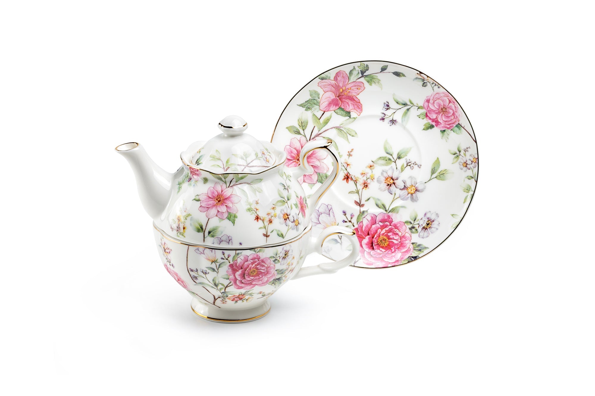 Pink Camellia Fine Porcelain Tea For One Set