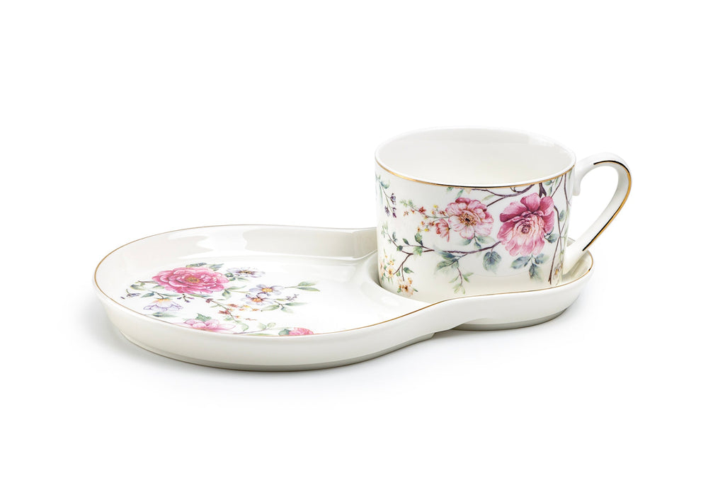 Pink Camellia Fine Porcelain Tea Snack Set