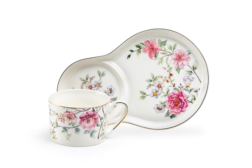 Pink Camellia Fine Porcelain Tea Snack Set