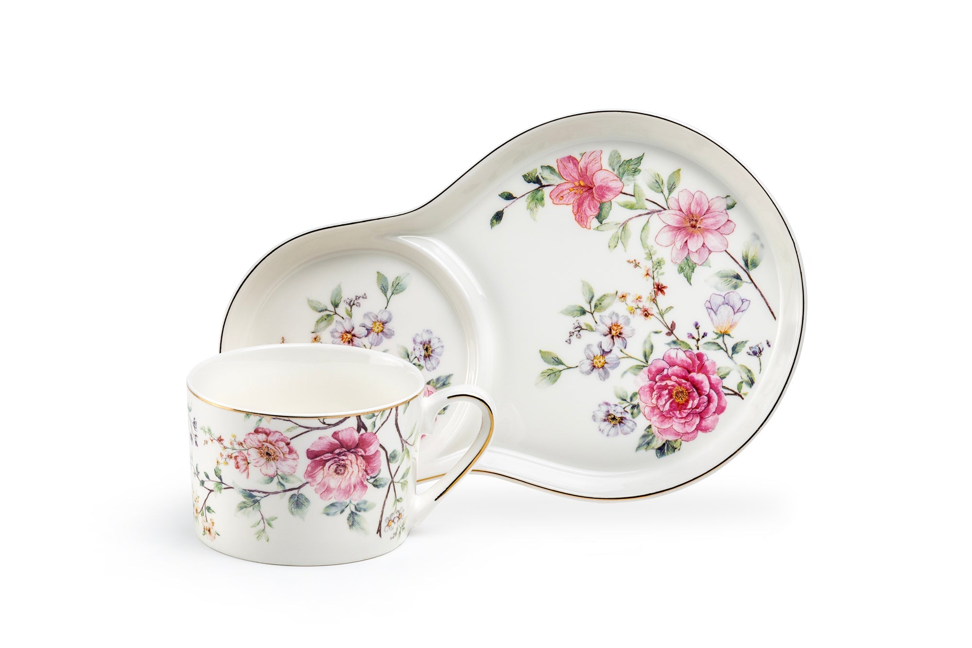 Pink Camellia Fine Porcelain Tea Snack Set