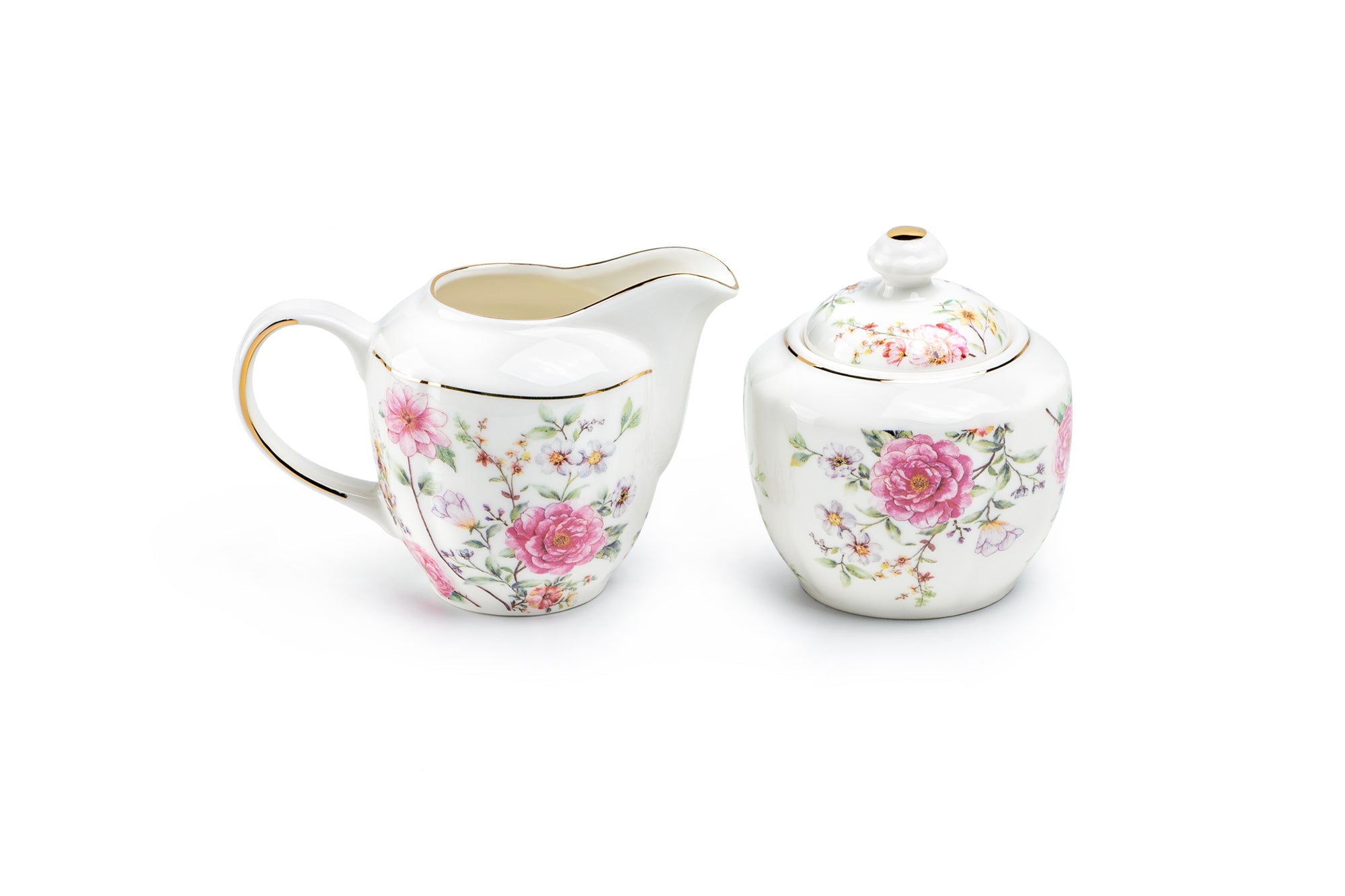 Pink Camellia Fine Porcelain Sugar & Creamer Set