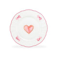 8.5" Pink Ribbon Heart Scallop Dessert/Salad Plate