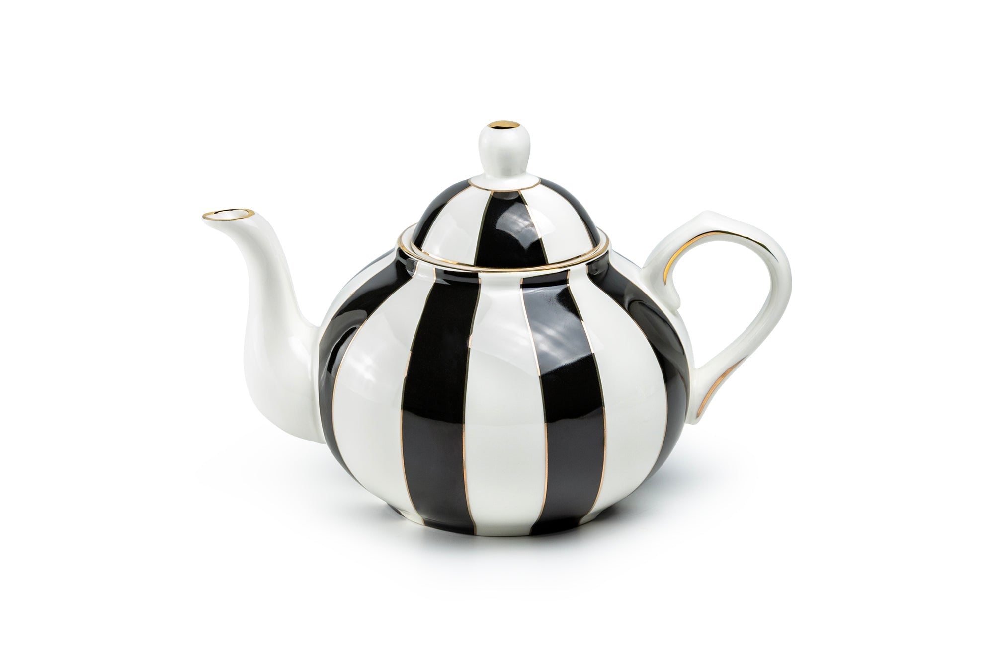 Black Carousel Stripes Fine Porcelain Teapot