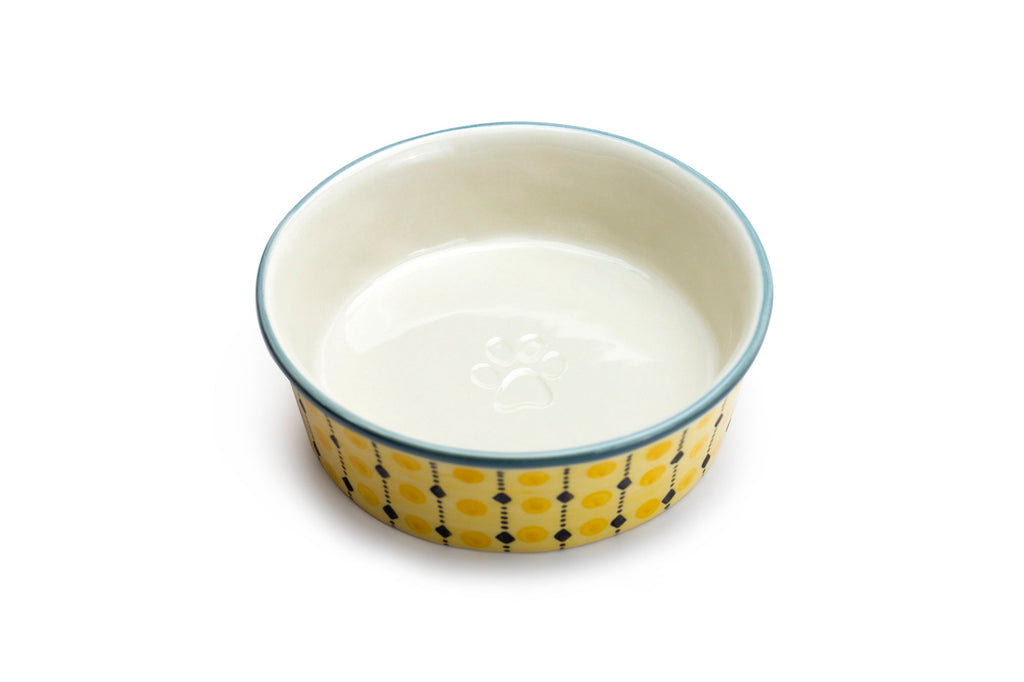 6.25" Organic Marigold Dots Heavy Weight Ceramic Pet Bowl