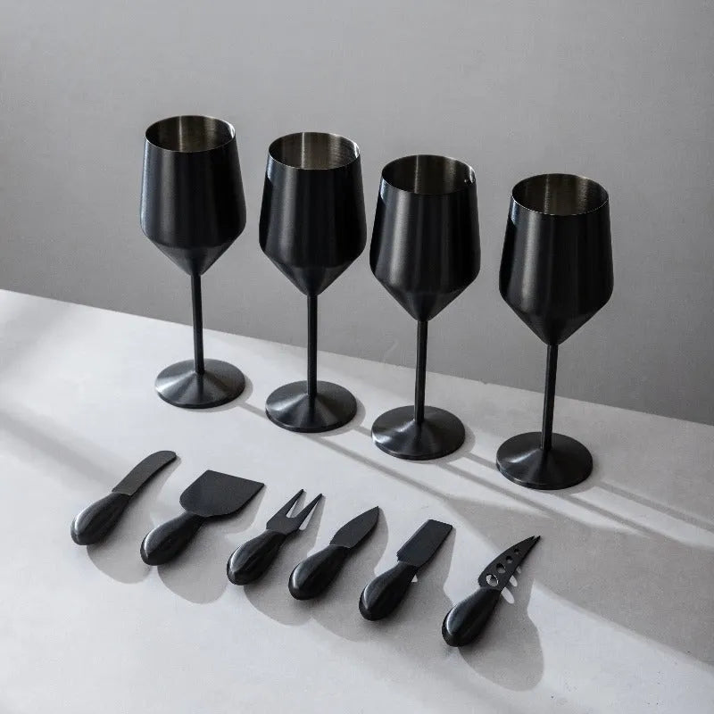 Wine Glasses & Cheese Knives Bundle