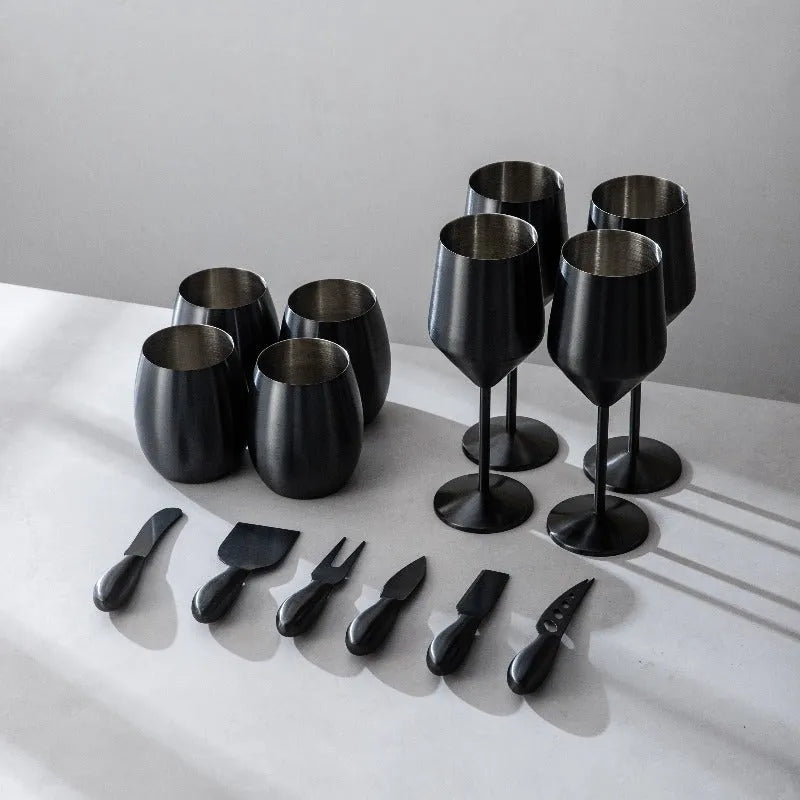 Wine Glasses & Cheese Knives Bundle