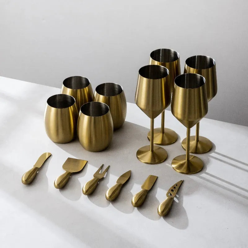 Wine Glasses & Cheese Knives Bundle