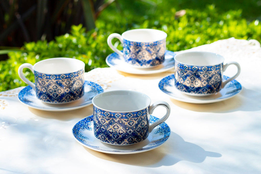 Blue Diamond Fine Porcelain Cup and Saucer
