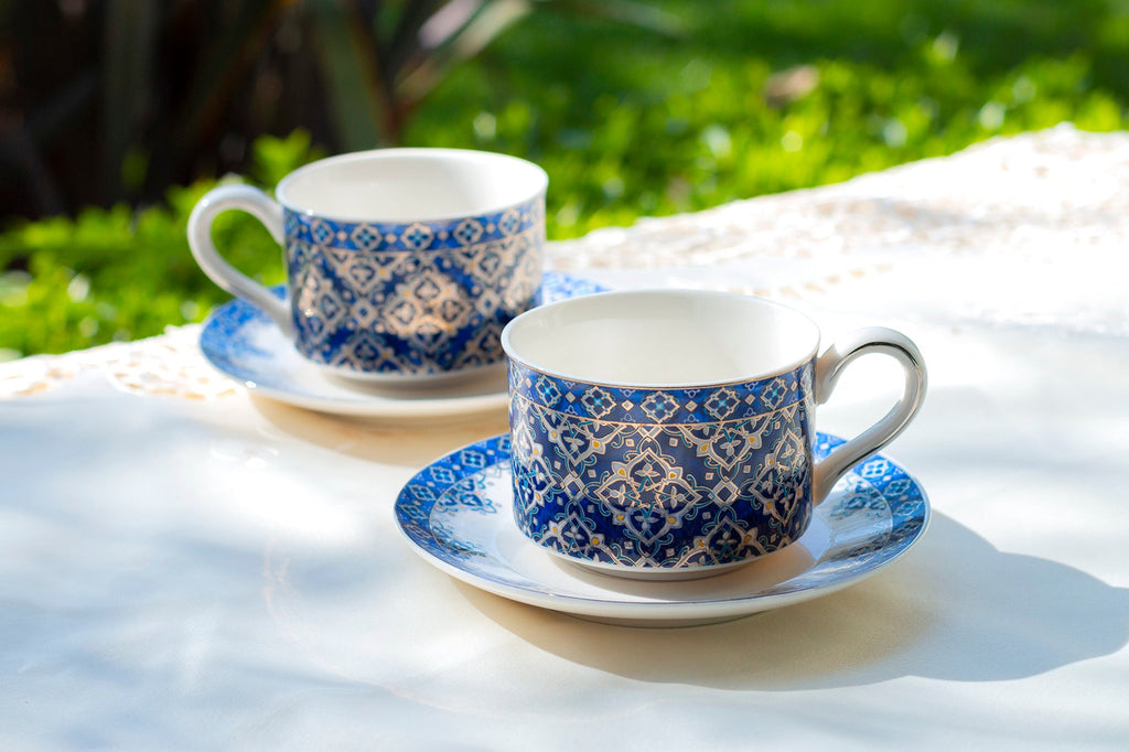 Blue Diamond Fine Porcelain Cup and Saucer