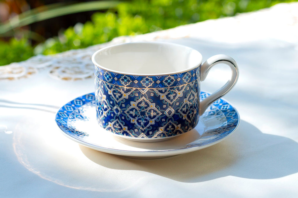 Blue Diamond Fine Porcelain Cup and Saucer