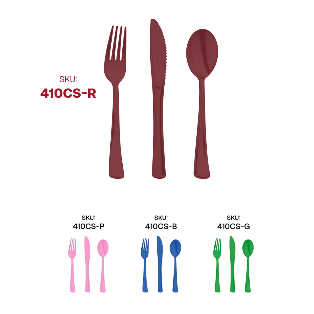 Red Disposable Plastic Party Cutlery Set