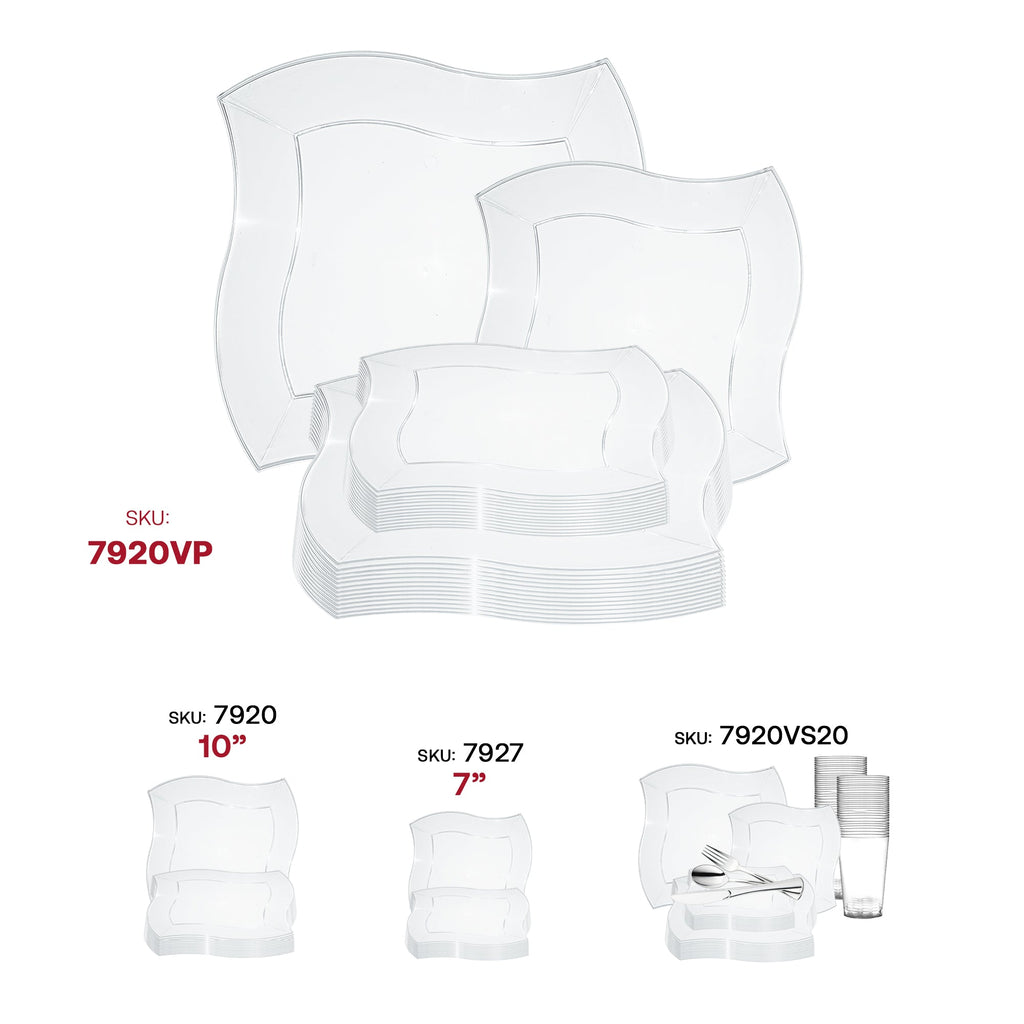 Clear Wave Plastic Dinnerware Value Set