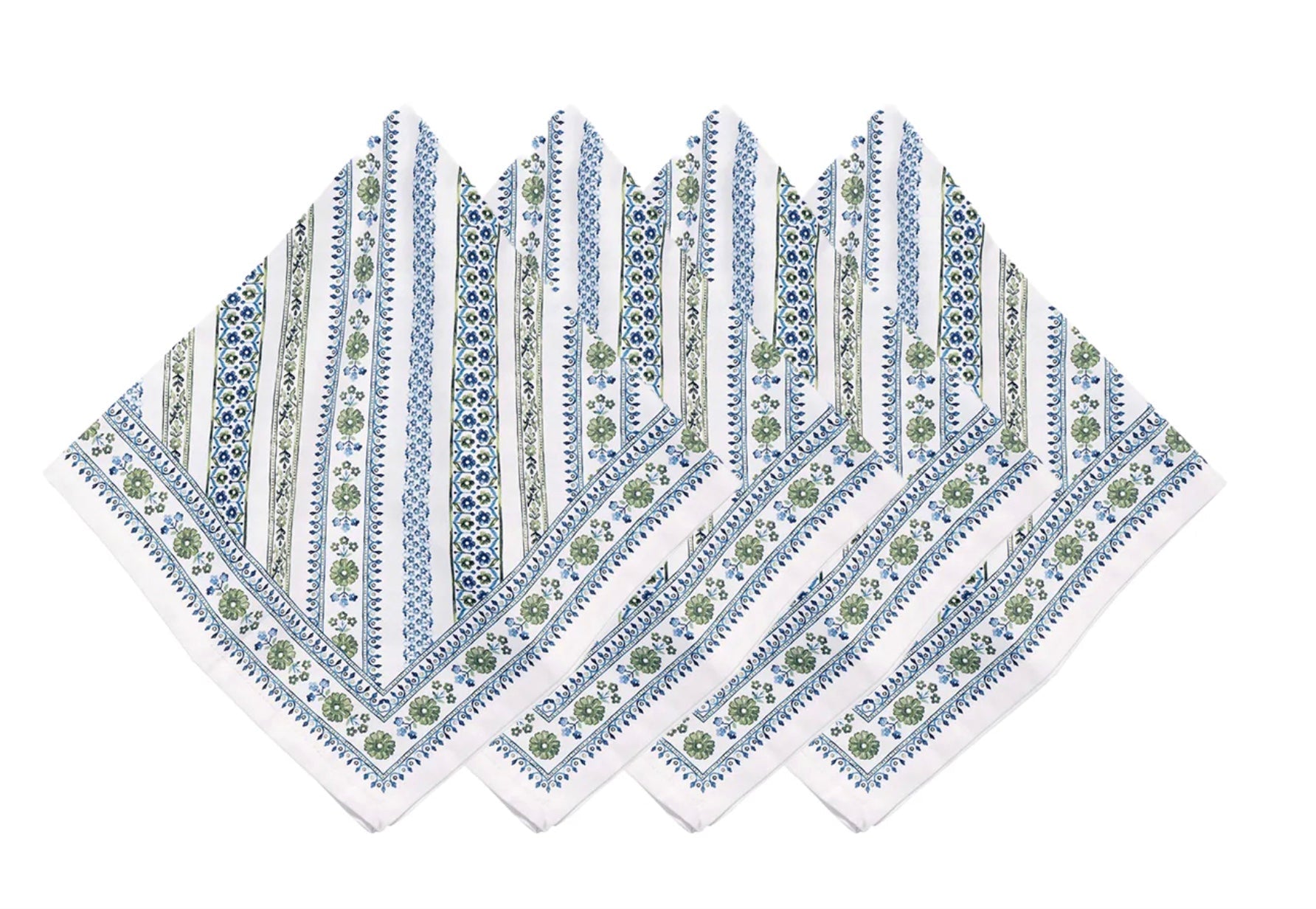 Juliska Seville Stripe Napkin - Green- Set of 4