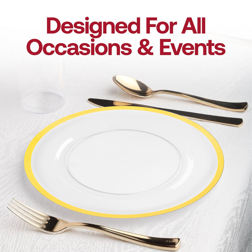 Clear with Gold Rim Round Disposable Plastic Charger Plates (13")