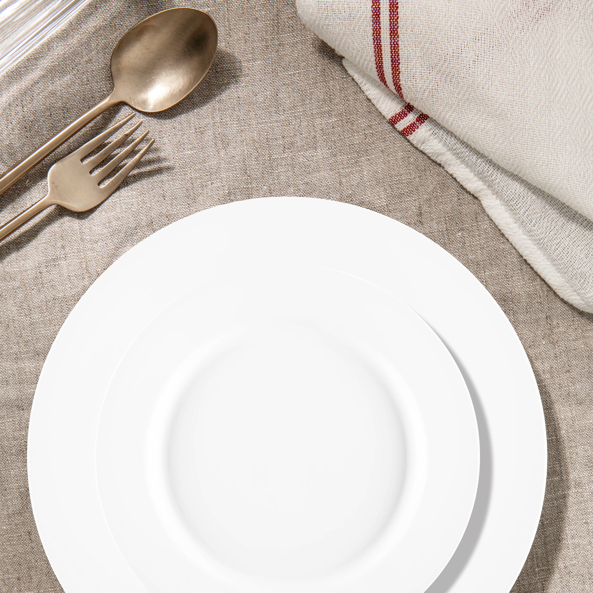 Matte Milk White Round Disposable Plastic Dinnerware Value Set