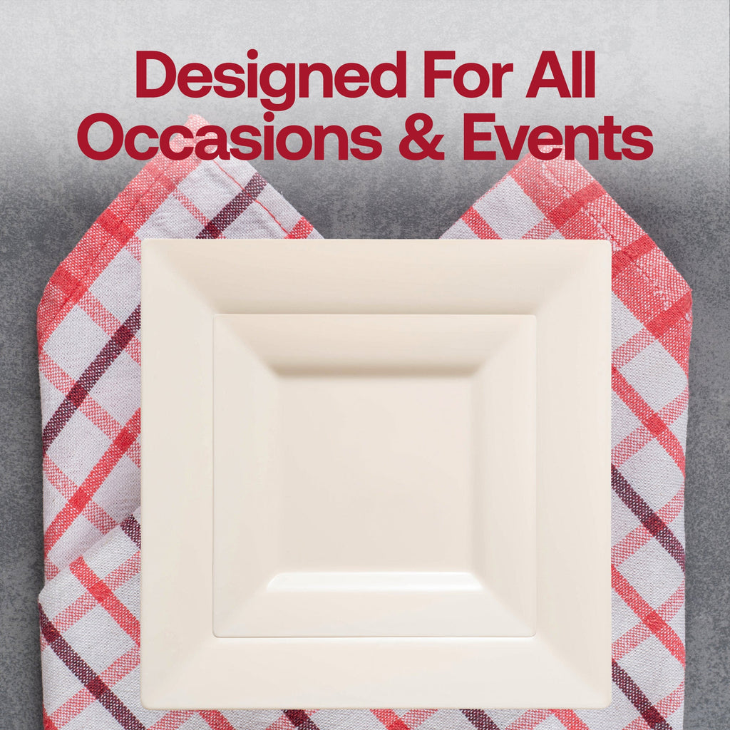 Ivory Square Plastic Plates Dinnerware Value Set