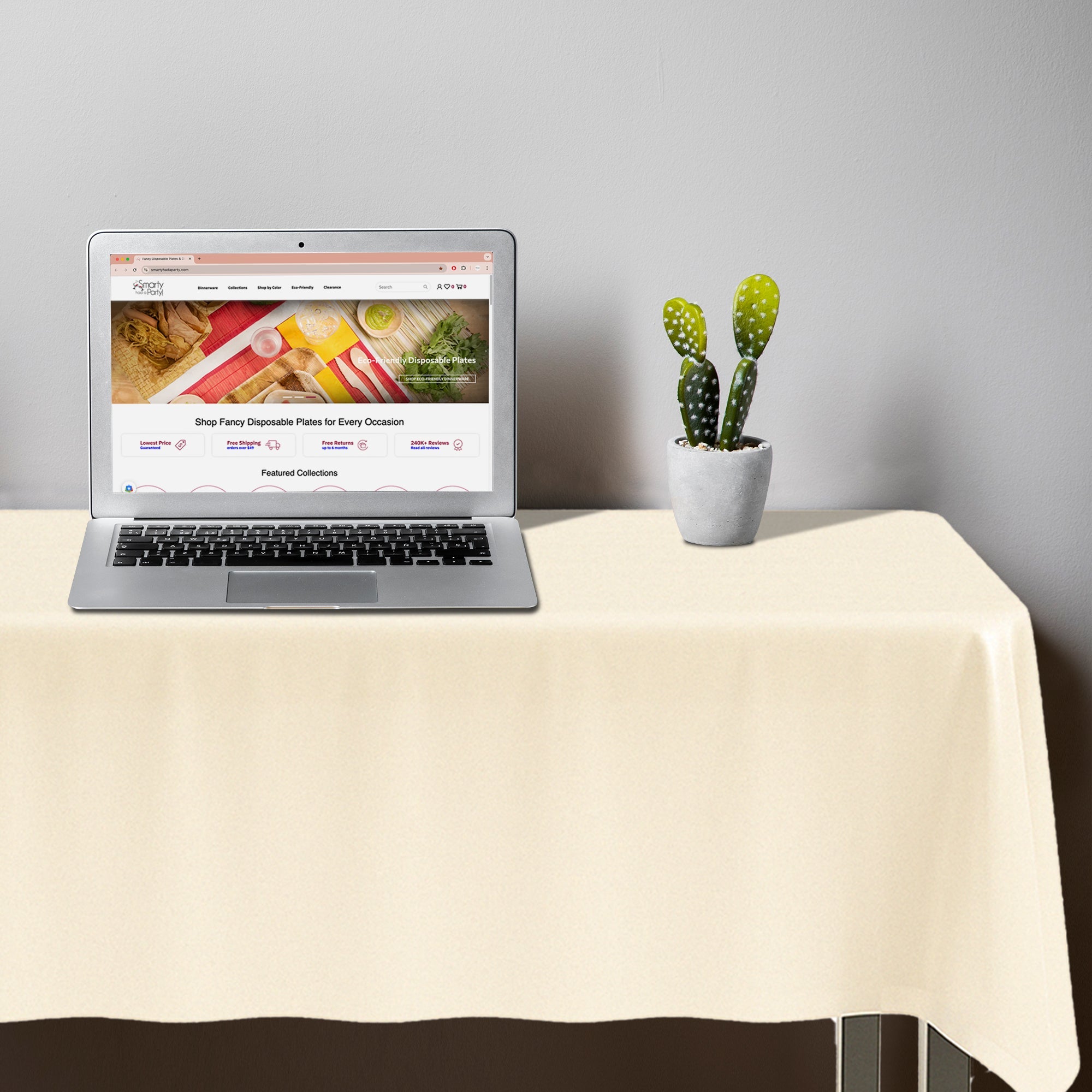 Ivory Rectangular Disposable Plastic Tablecloths (54" x 108")
