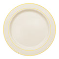 Ivory with Gold Edge Rim Plastic Appetizer/Salad Plates (7.5")