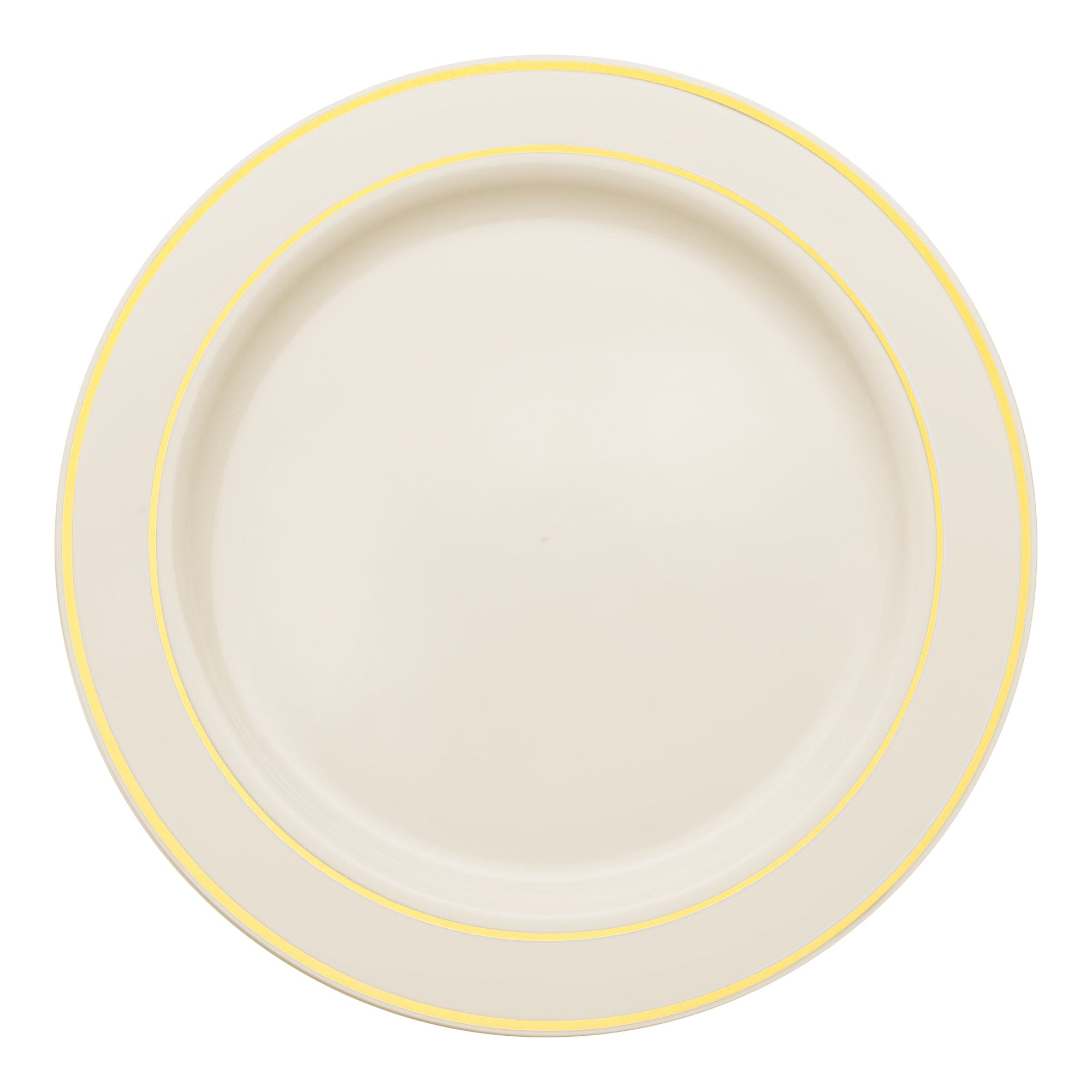 Ivory with Gold Edge Rim Plastic Appetizer/Salad Plates (7.5")