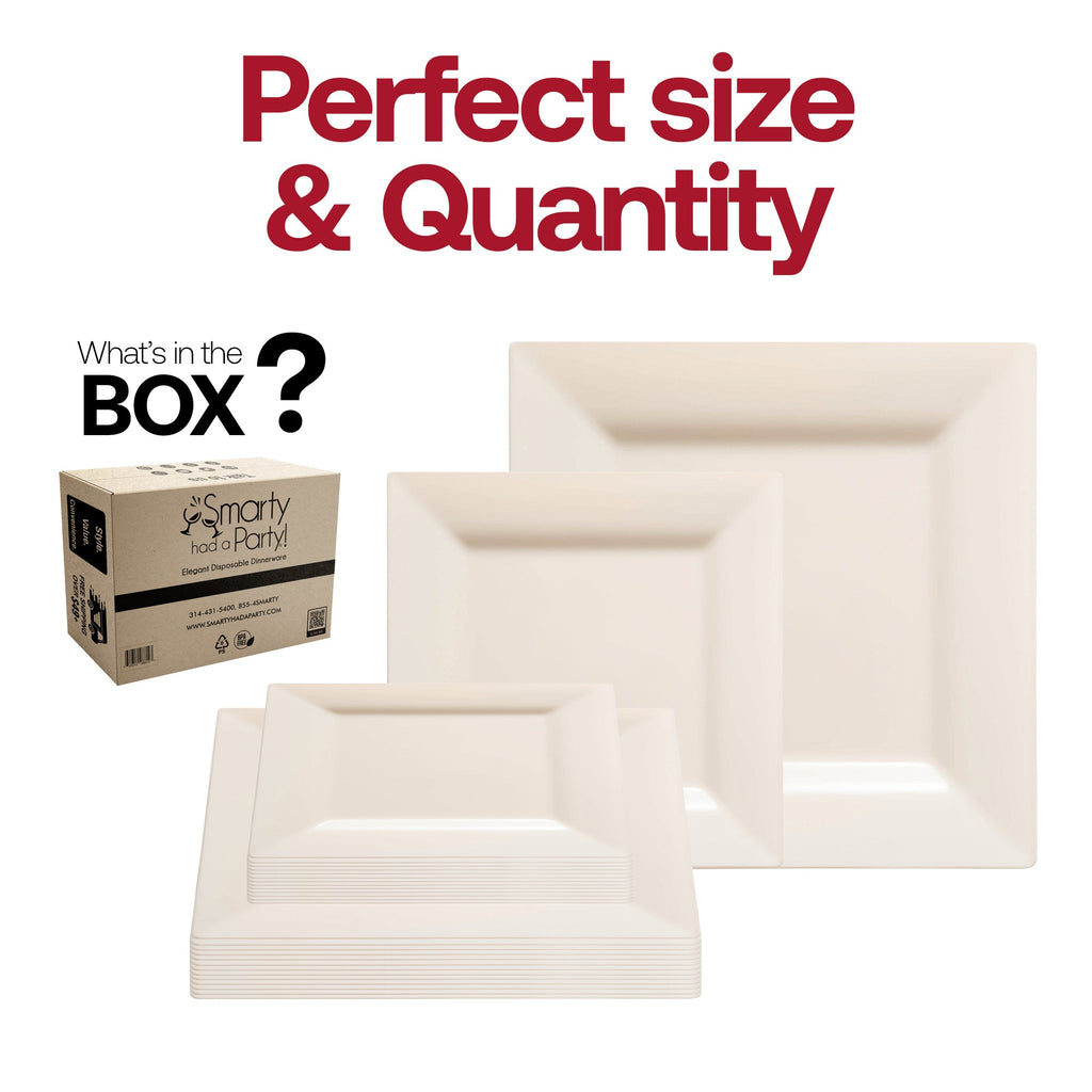 Ivory Square Plastic Plates Dinnerware Value Set