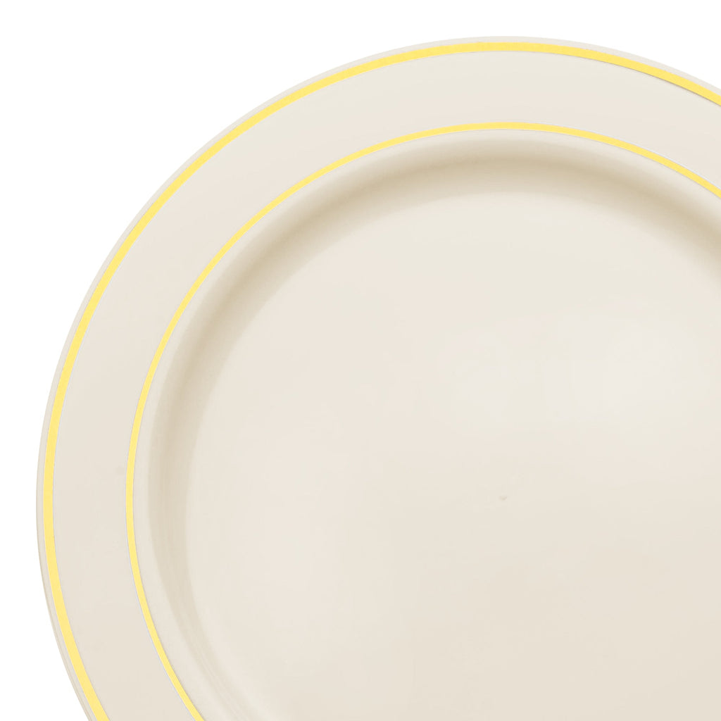 Ivory with Gold Edge Rim Plastic Appetizer/Salad Plates (7.5")