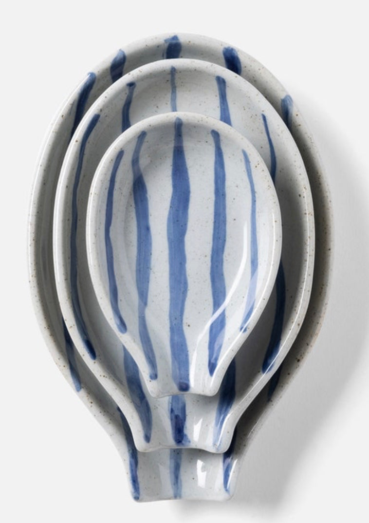Jemma Blue/White Salt Glaze Stripes Spoon Rests