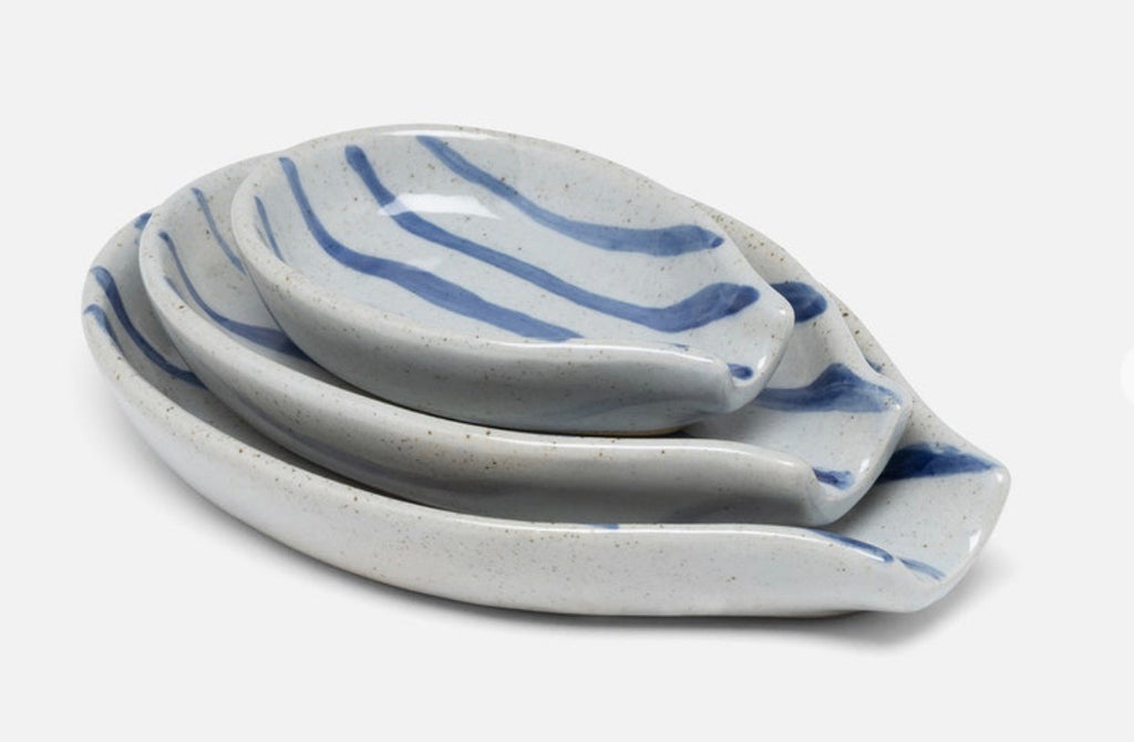 Jemma Blue/White Salt Glaze Stripes Spoon Rests