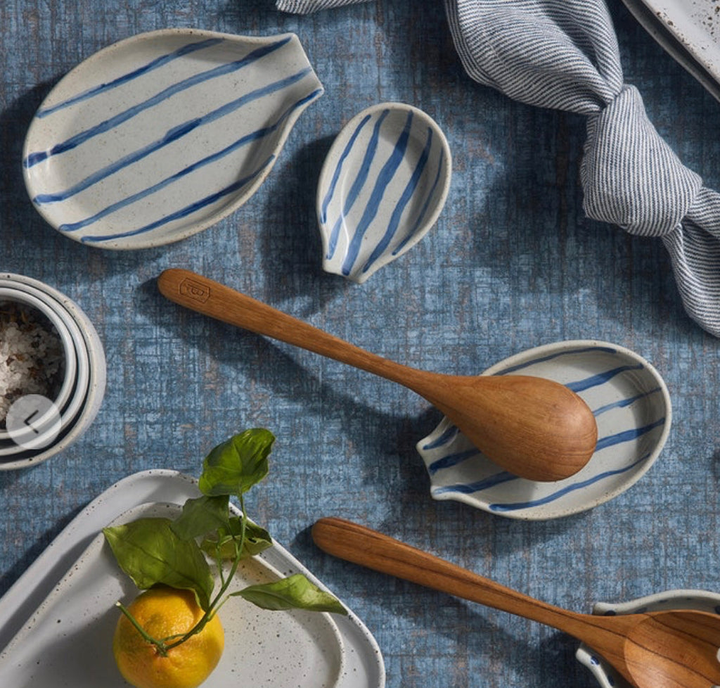 Jemma Blue/White Salt Glaze Stripes Spoon Rests