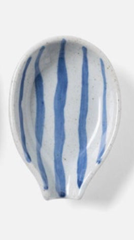 Jemma Blue/White Salt Glaze Stripes Spoon Rests