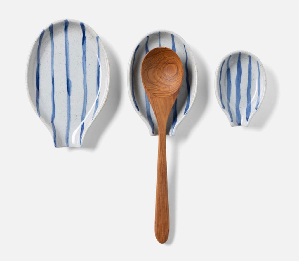 Jemma Blue/White Salt Glaze Stripes Spoon Rests