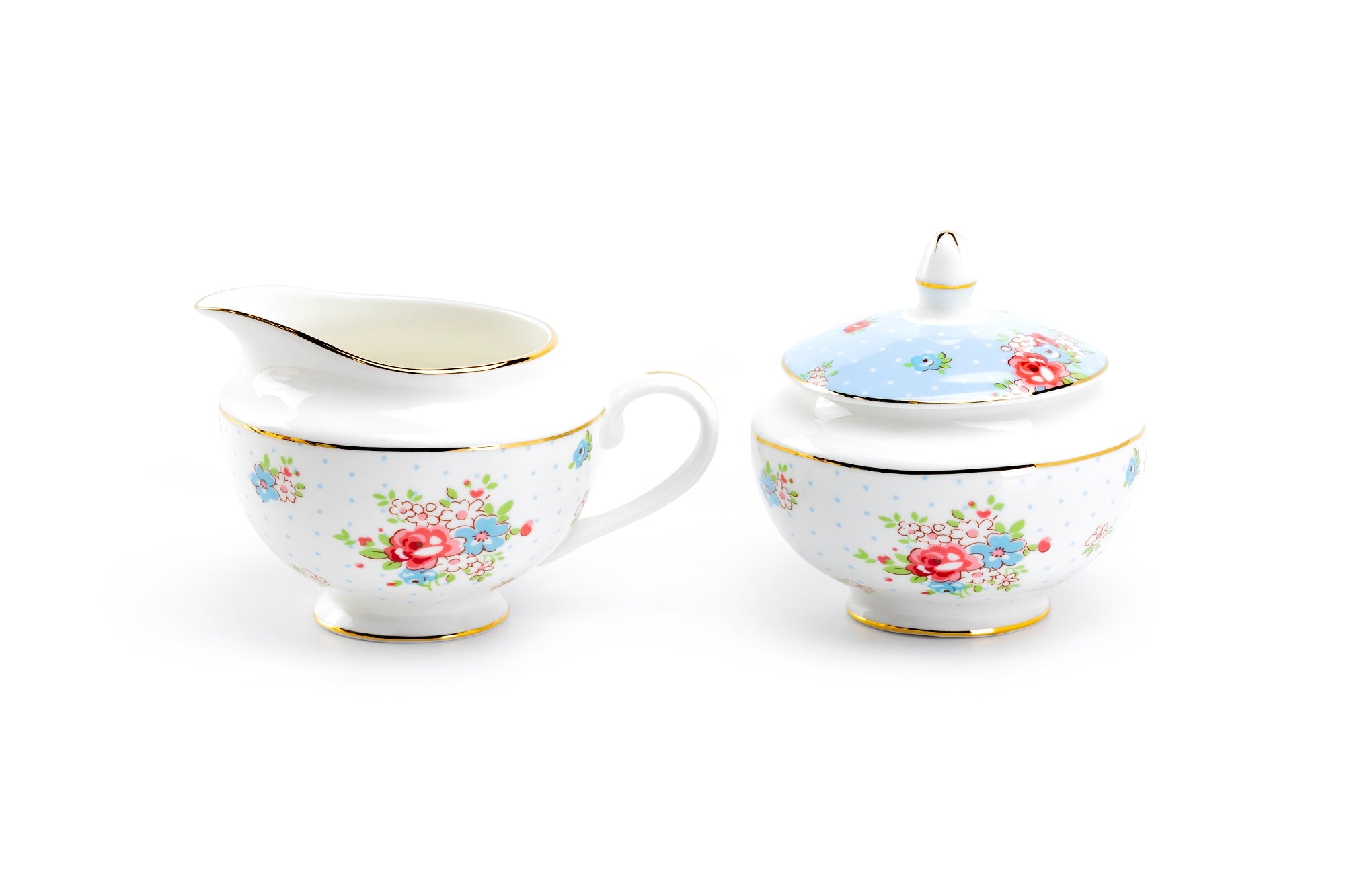 Baby Blue Katie Rose Bone China Sugar & Creamer Set