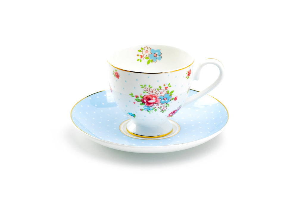 Baby Blue Katie Rose Bone China Tea Cup and Saucer