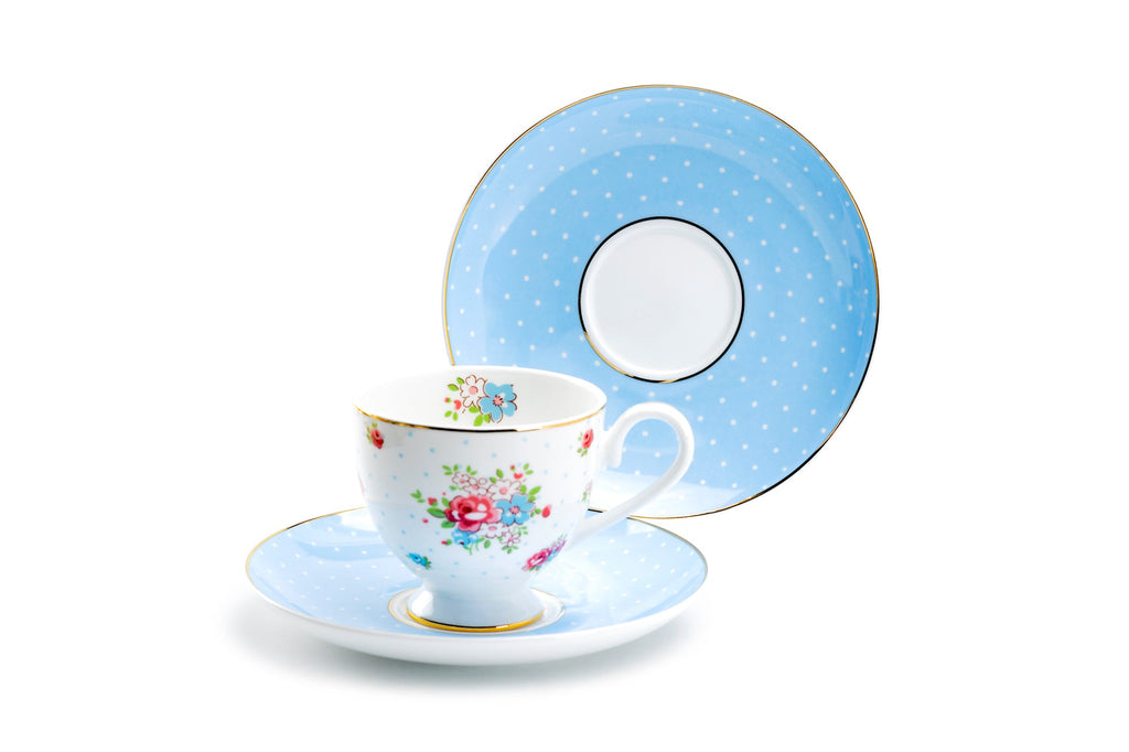 Baby Blue Katie Rose Bone China Tea Cup and Saucer