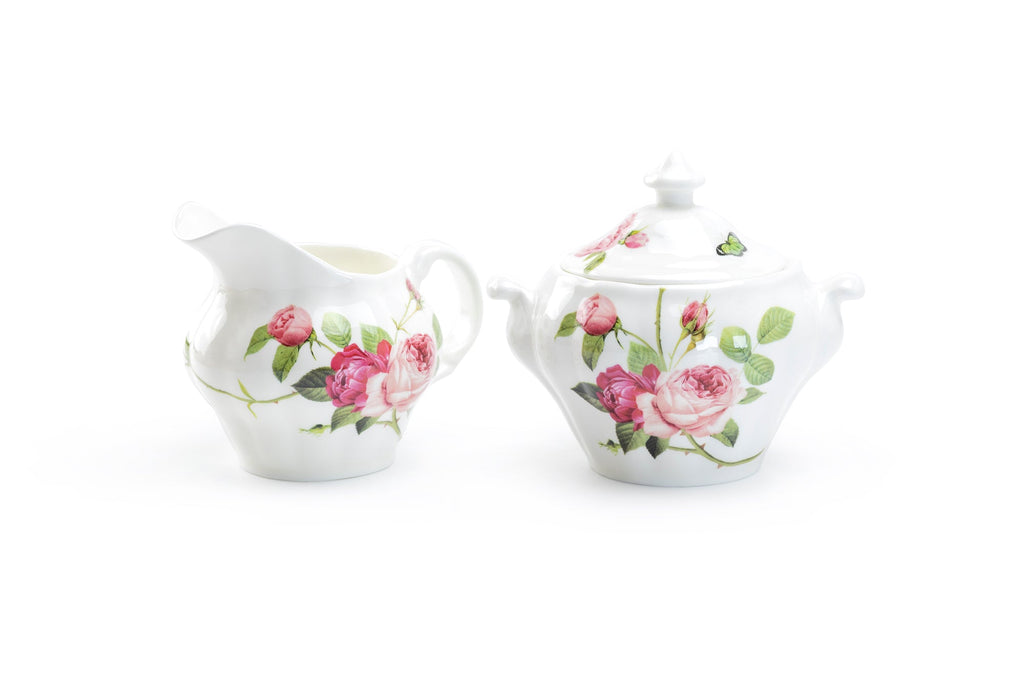 Kensington Pink Rose Bone China Sugar & Creamer Set