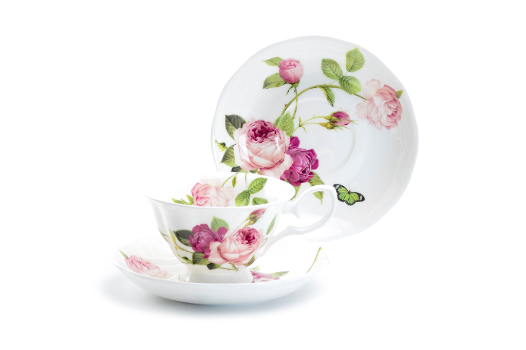 Kensington Pink Rose Bone China Tea Cup and Saucer
