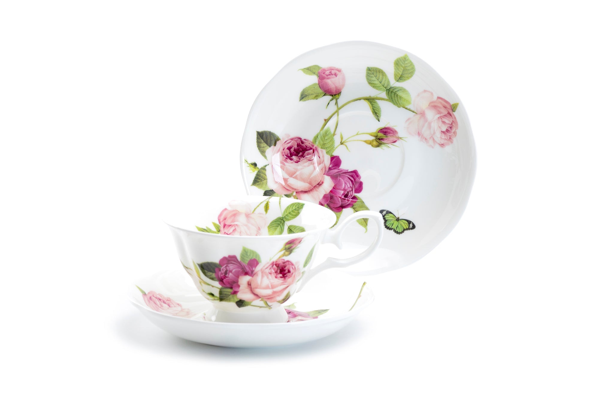Kensington Pink Rose Bone China Tea Cup and Saucer