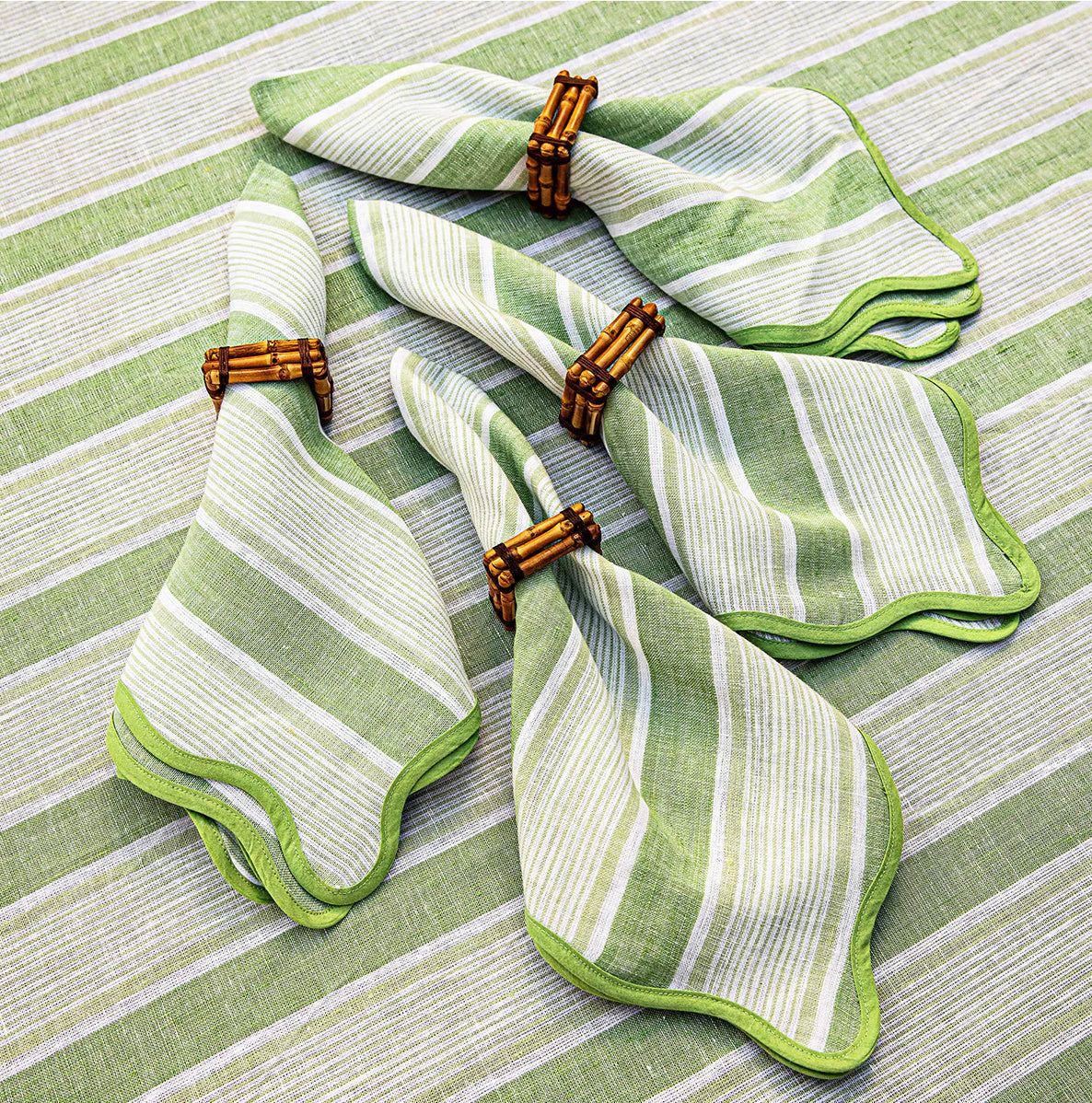 Juliska Cabana Stripe Napkin Set of 4 - Seagrass