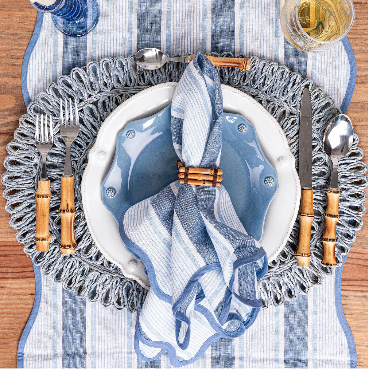 Juliska Cabana Stripe Napkin Set of 4 - Ocean