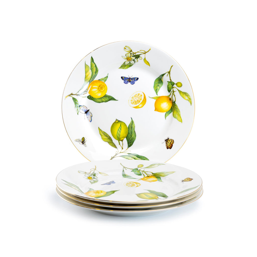 8" Lemon Butterfly Fine Porcelain Dessert Plate