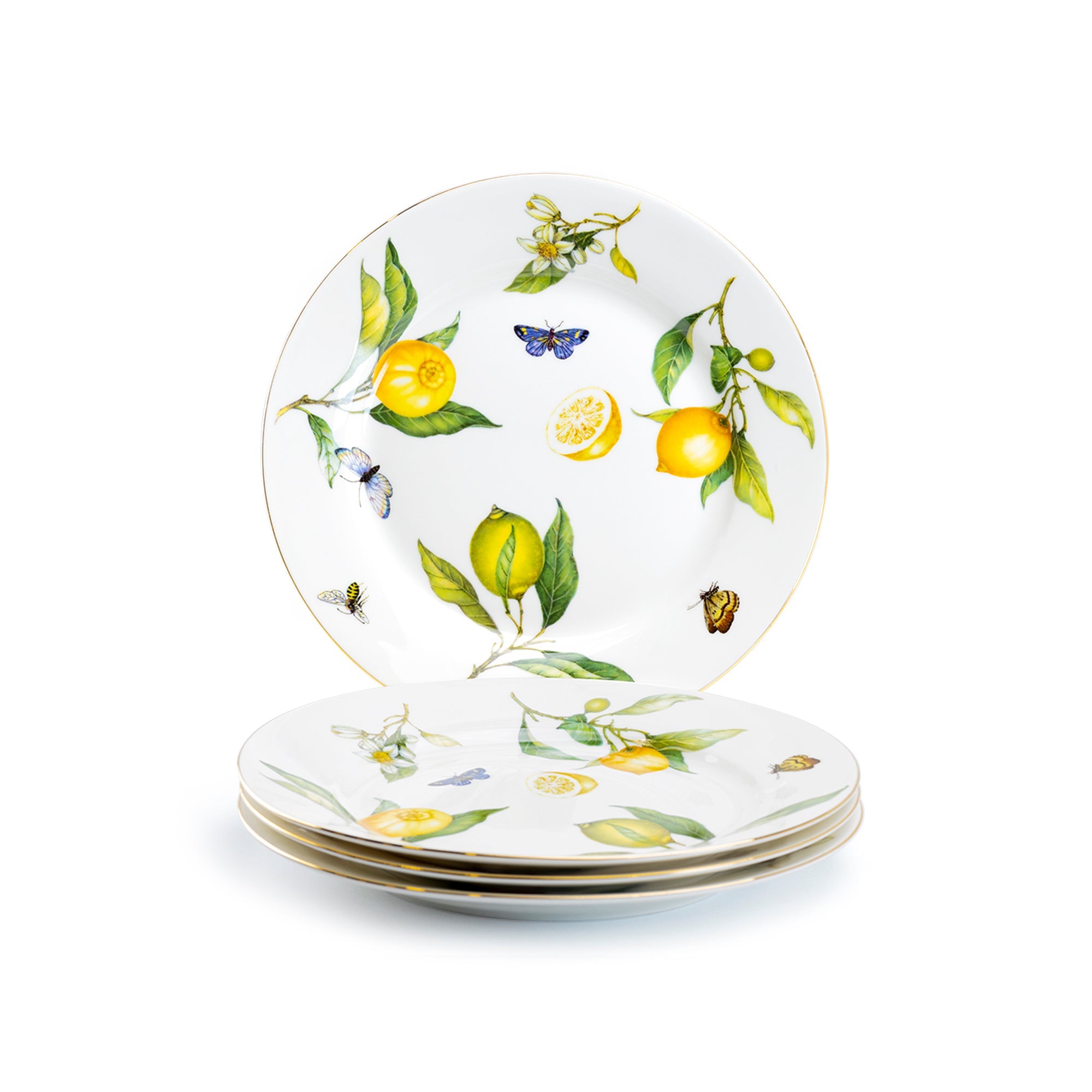 8" Lemon Butterfly Fine Porcelain Dessert Plate