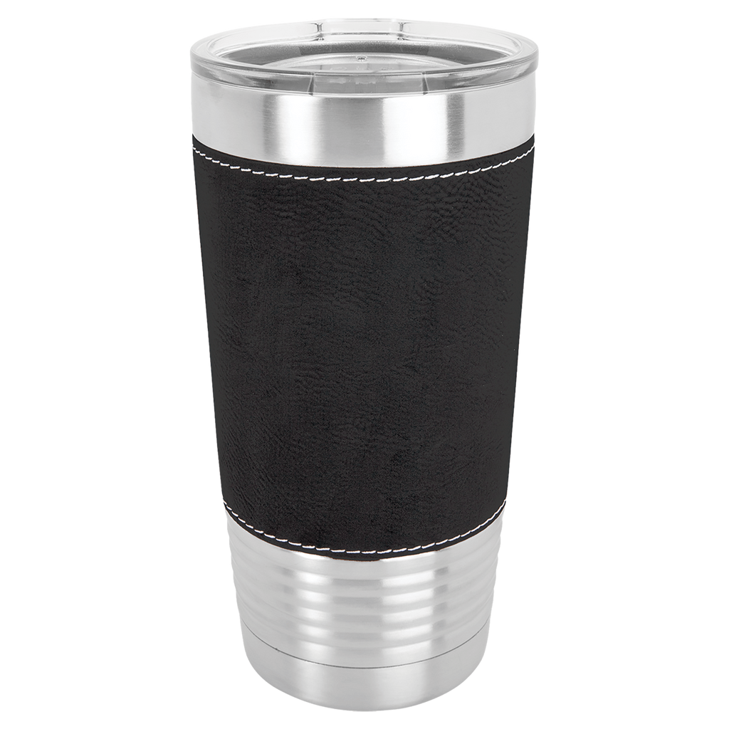 Black Leatherette Tumbler - Laser Engraved
