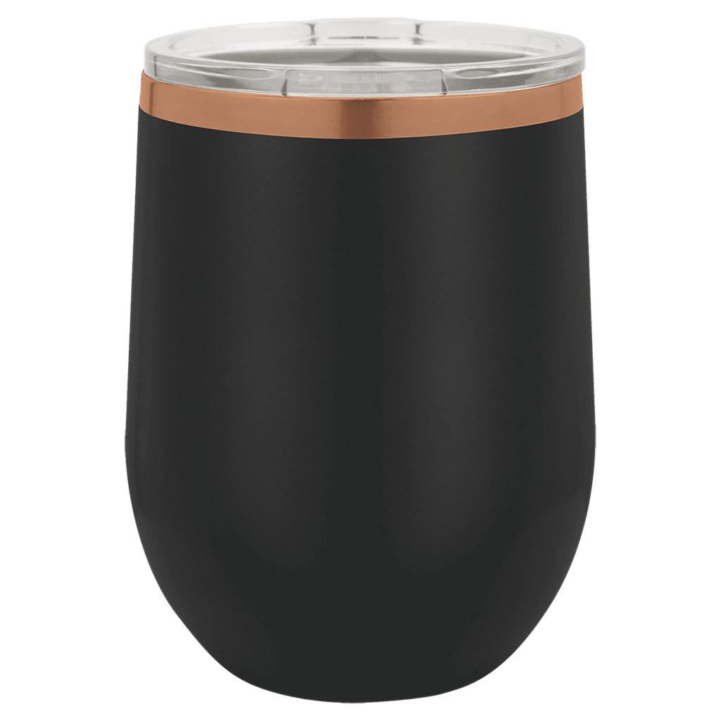 12 oz Wine Tumbler - Black/Rose Gold - Laser Engraving