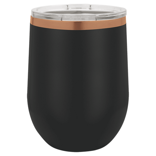 12 oz Wine Tumbler - Black/Rose Gold - Laser Engraving